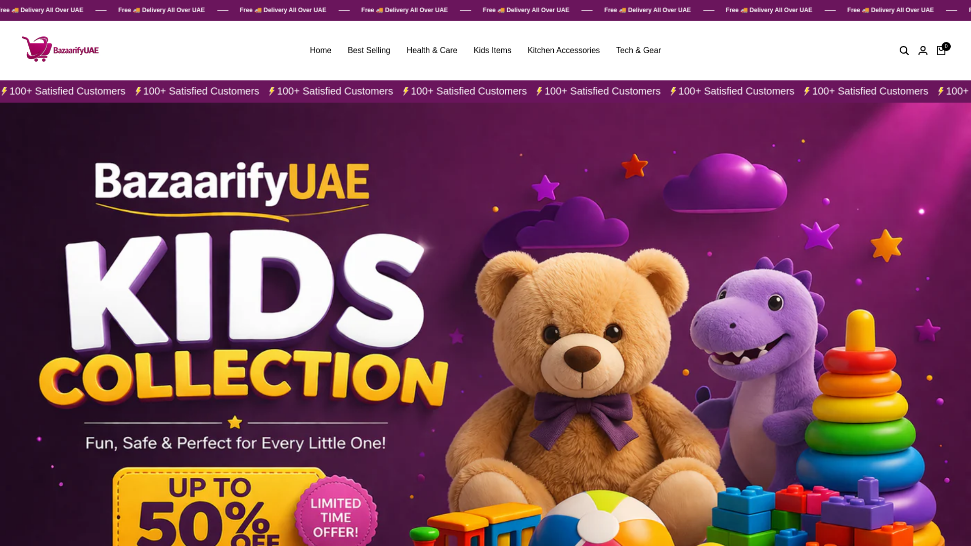 website screenshot of https://bazaarifyuae.com/