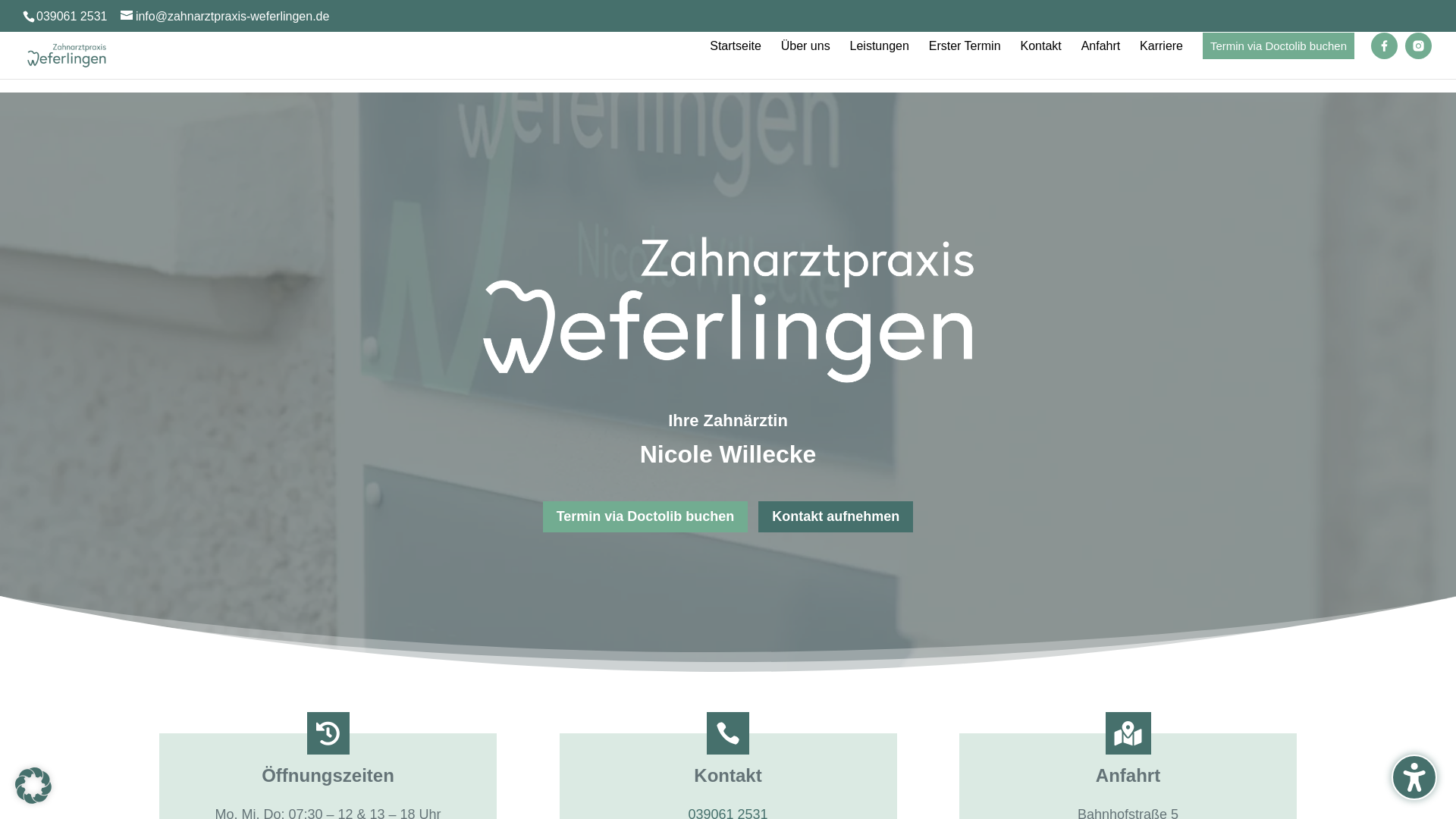 website screenshot of https://zahnarztpraxis-weferlingen.de/