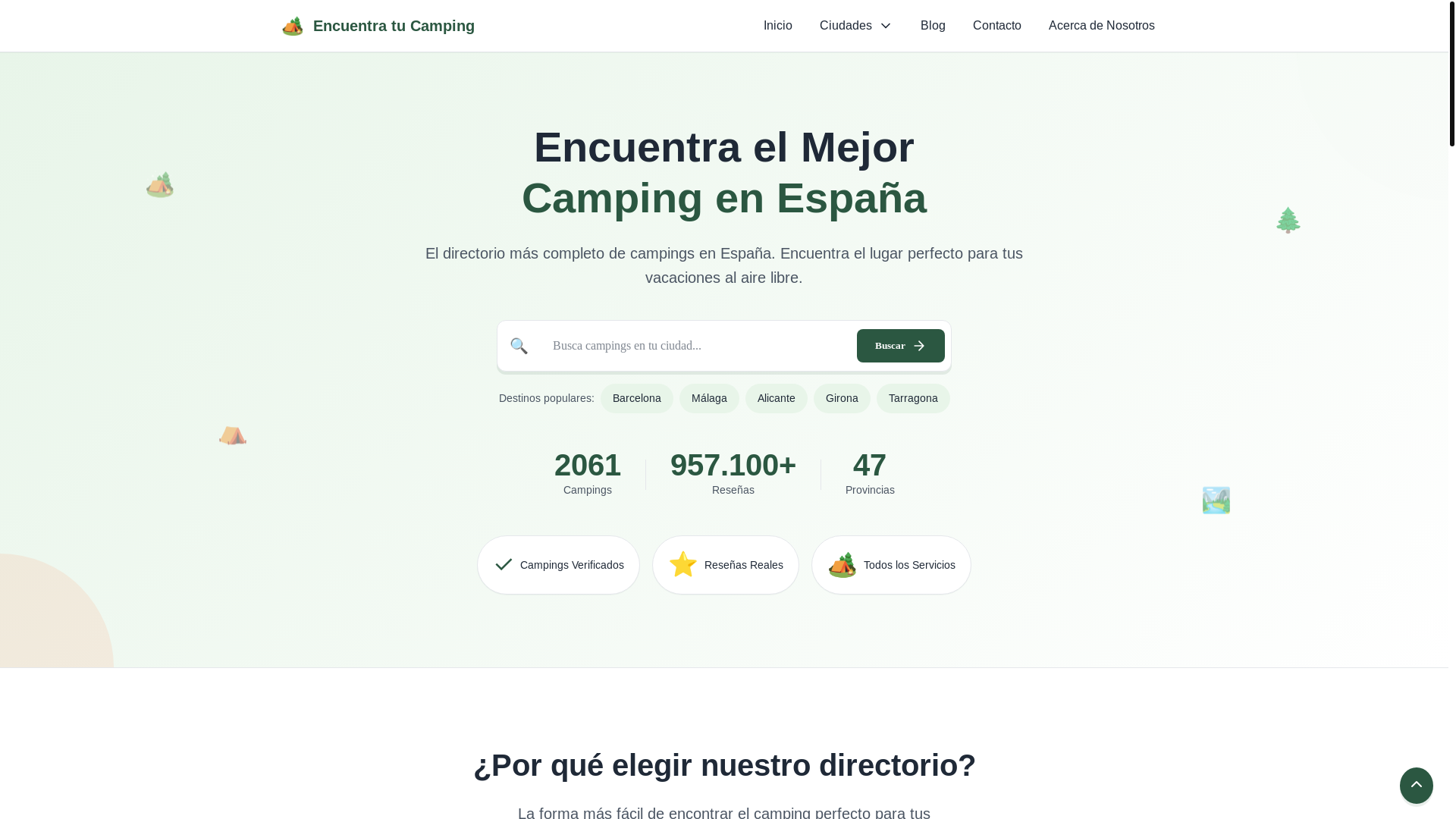 website screenshot of https://campings-one.pages.dev/