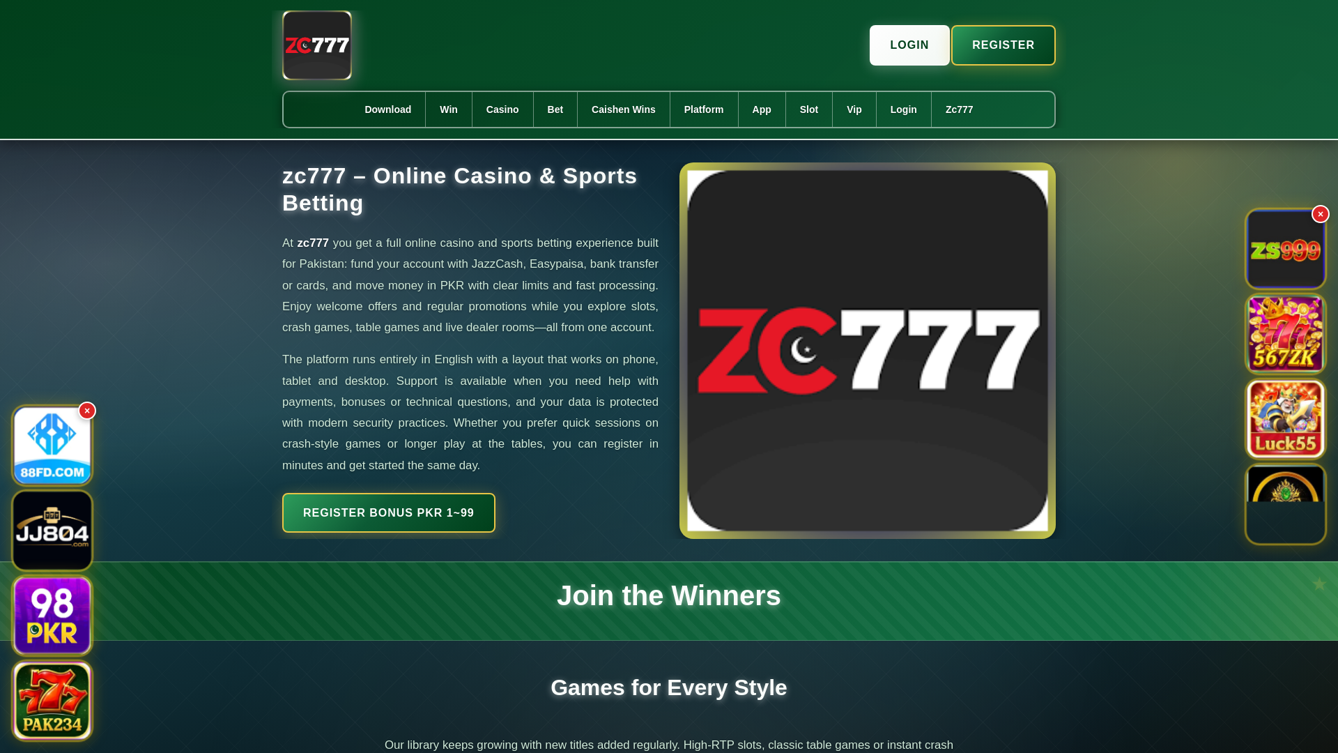 website screenshot of https://zc777salam.com/