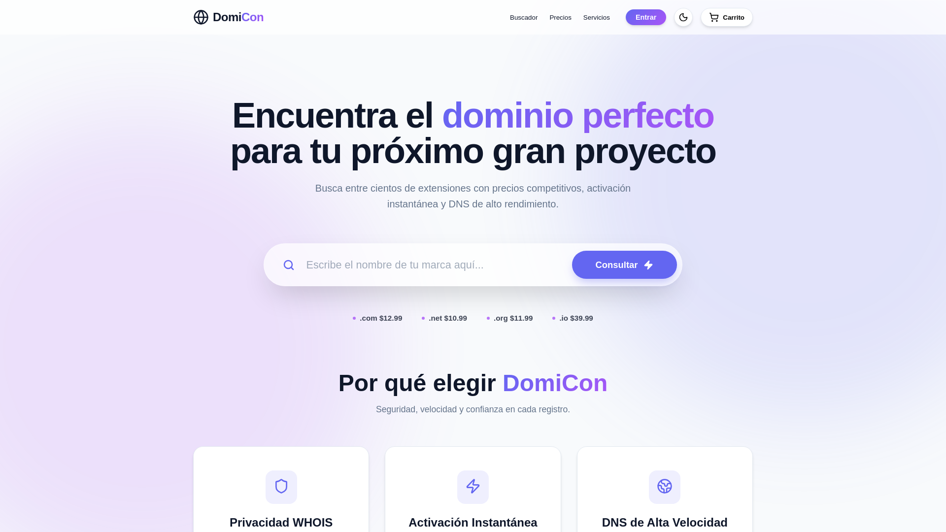 website screenshot of https://domicon.es/
