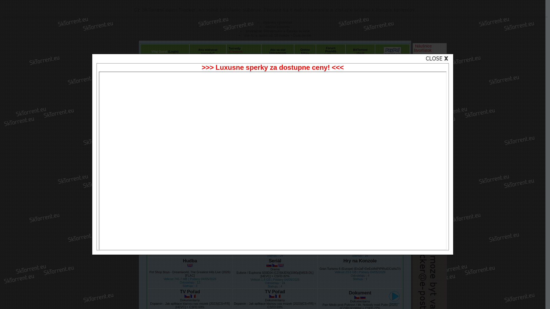 website screenshot of https://sktorrent.eu