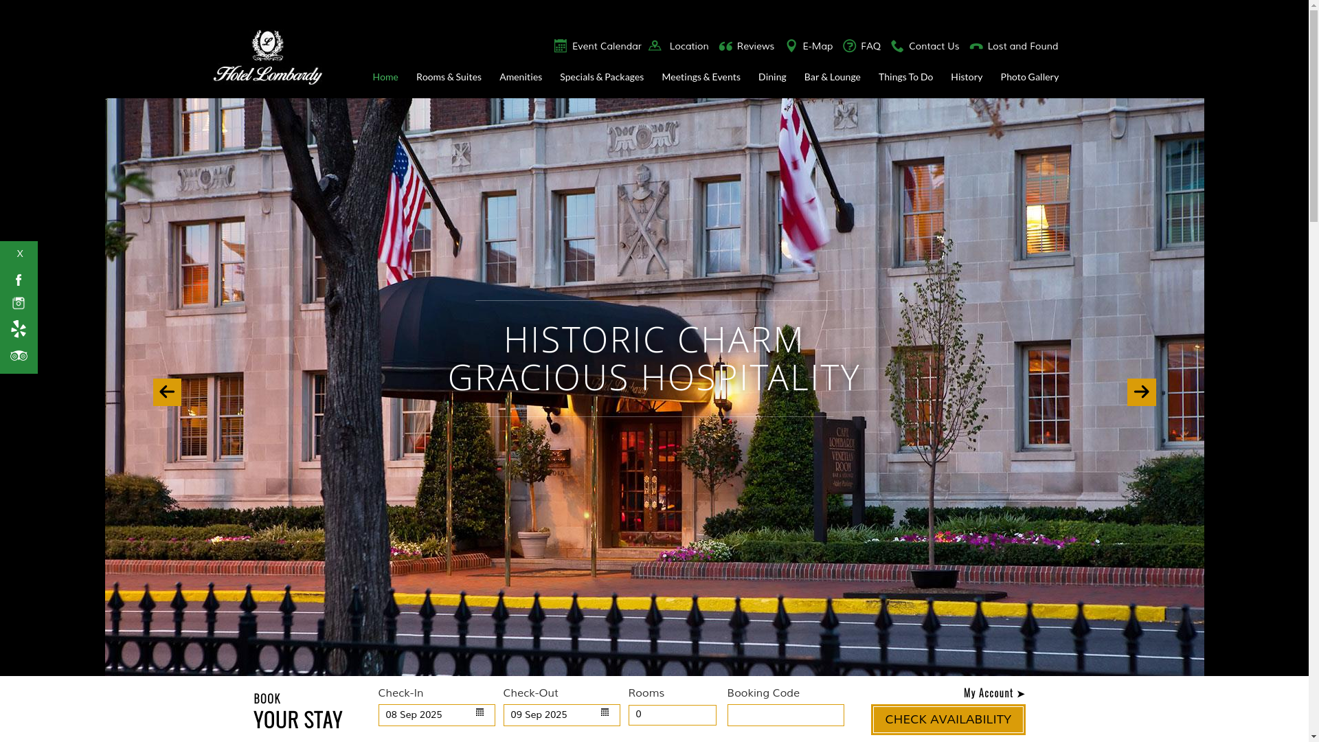 website screenshot of https://www.hotellombardy.com/