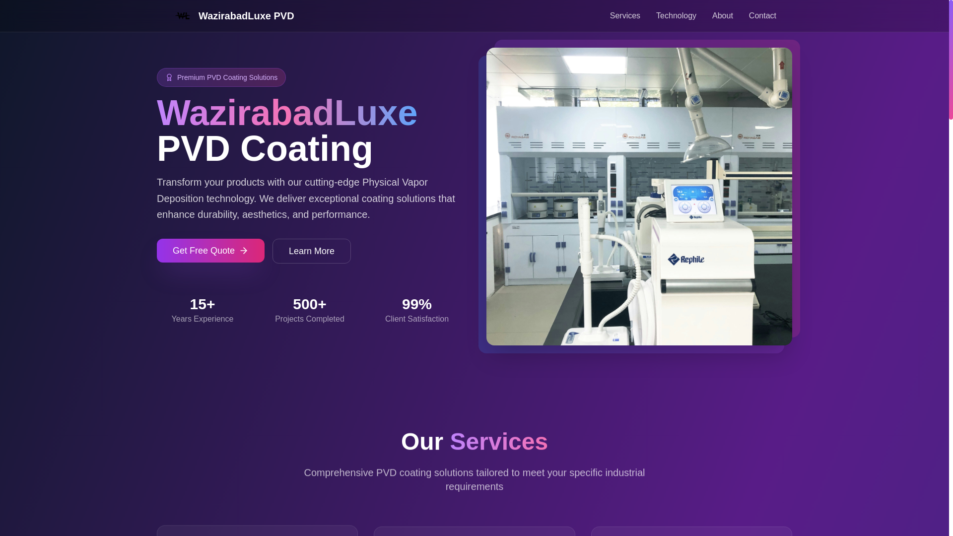 website screenshot of https://wazirabadluxe-pvd.com/