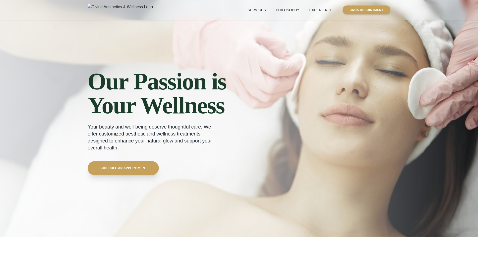 website screenshot of https://thedivineaesthetics-dzj.pages.dev/