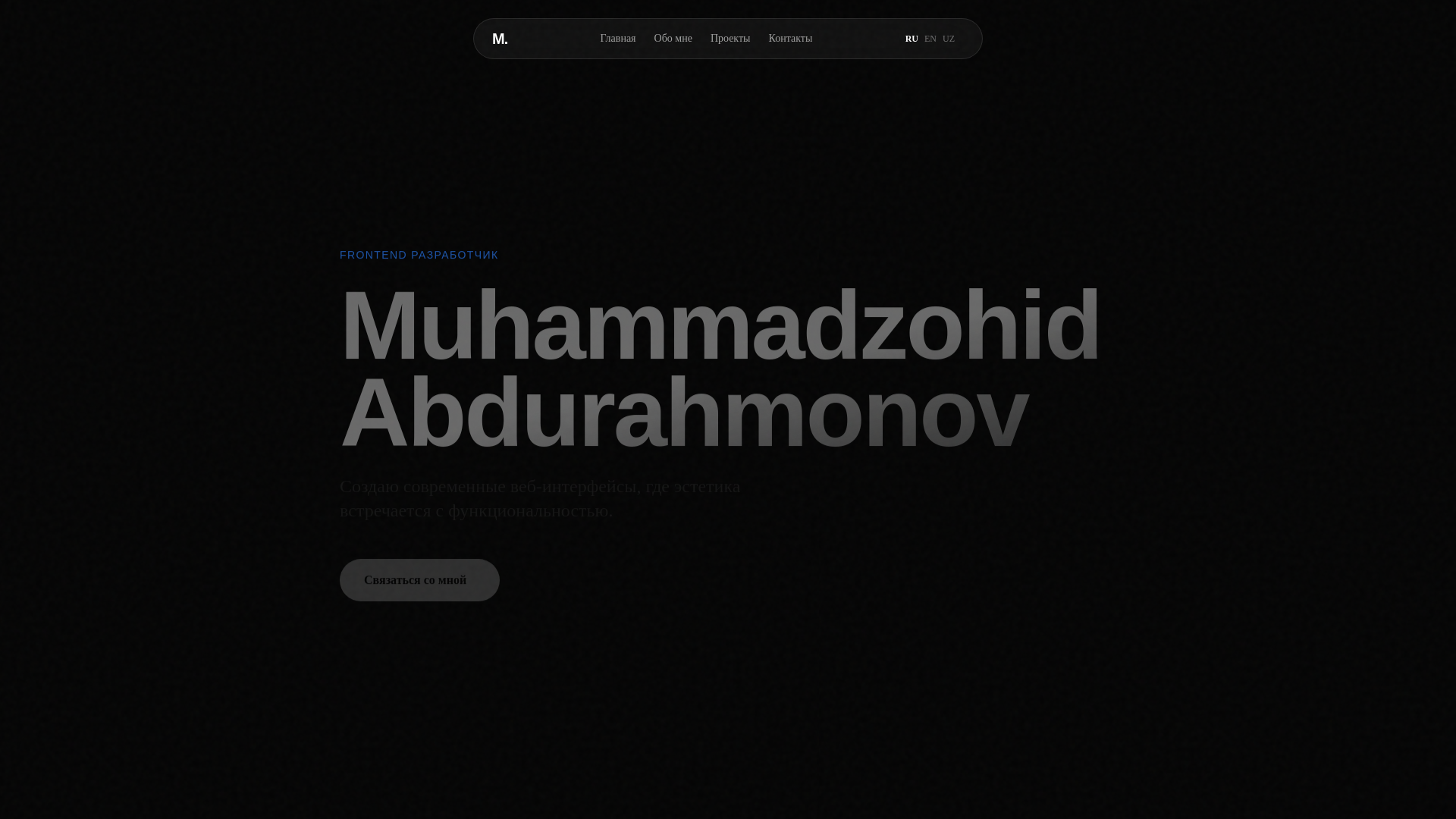 website screenshot of https://muxammadzohid.uz/