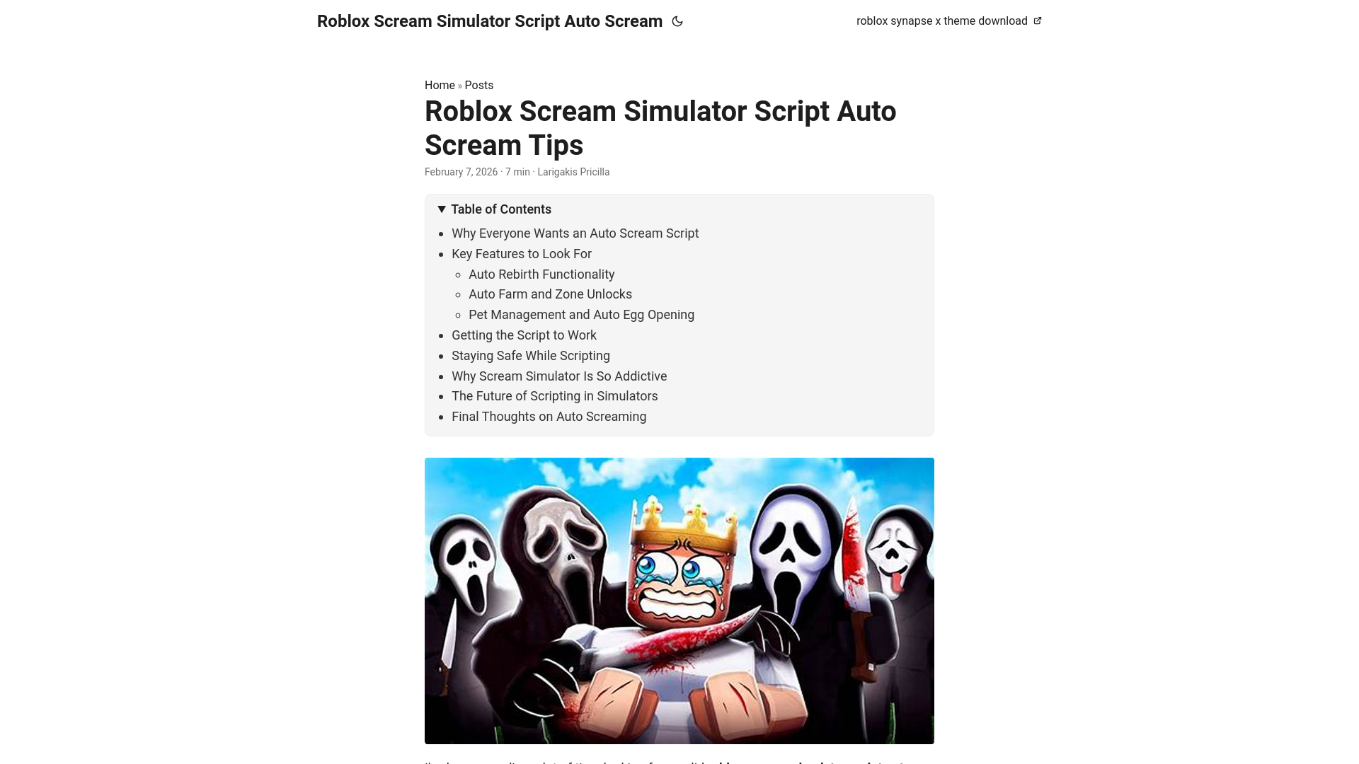website screenshot of https://roblox-scream-simulator-script-auto-scream.pages.dev/