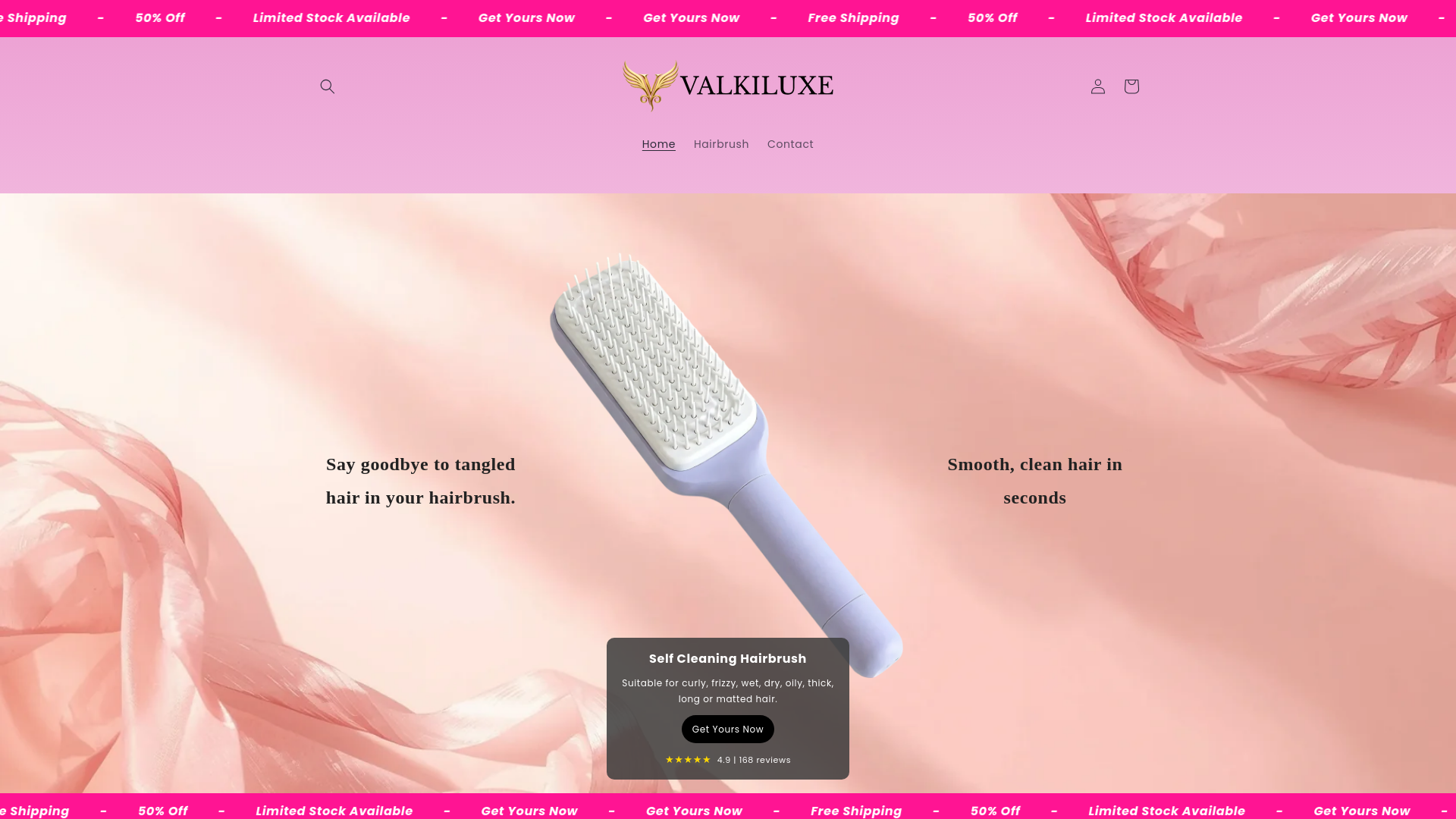 website screenshot of https://valkiluxe.com/