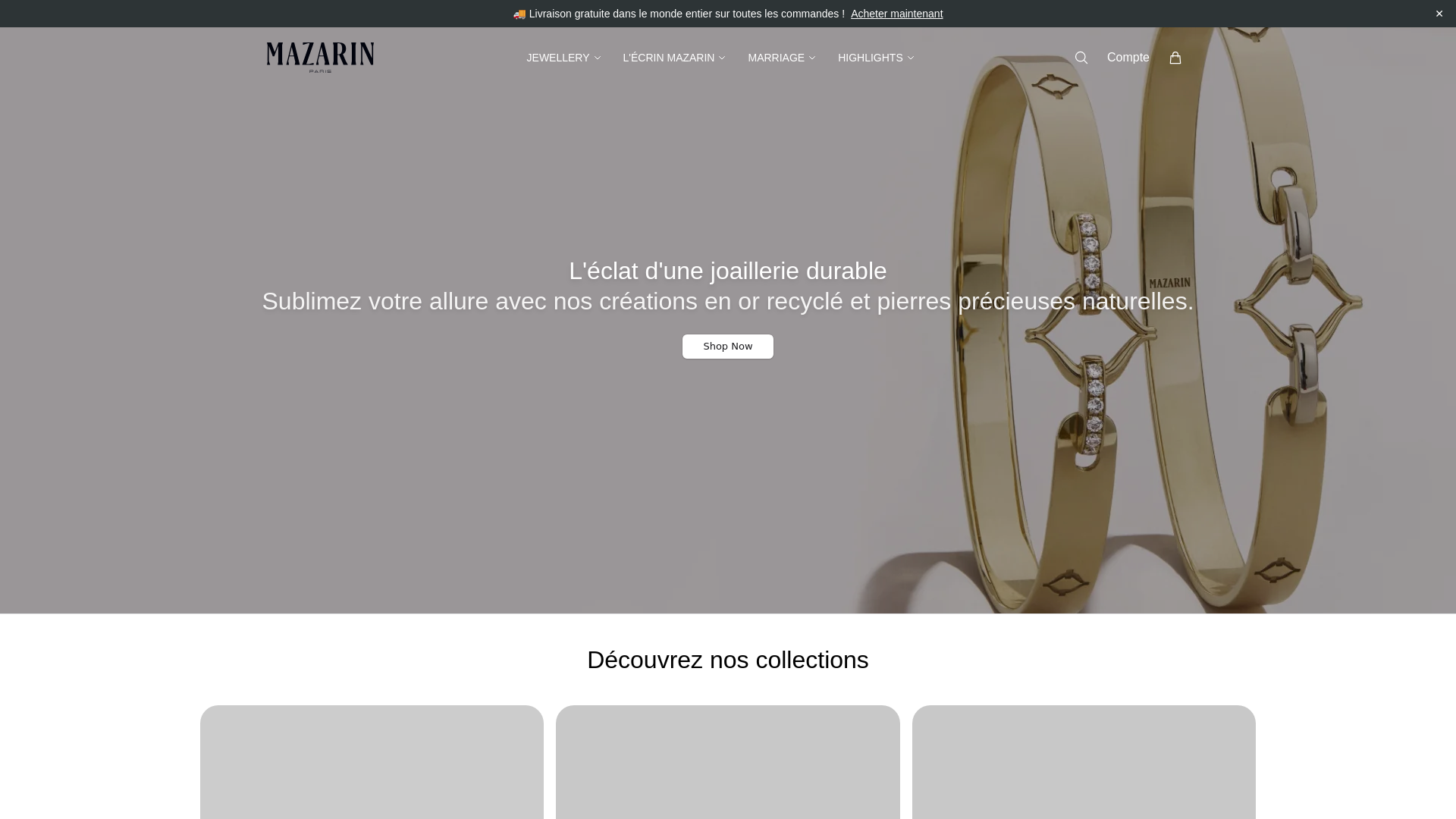 website screenshot of https://mazarinparisboutique.shop/