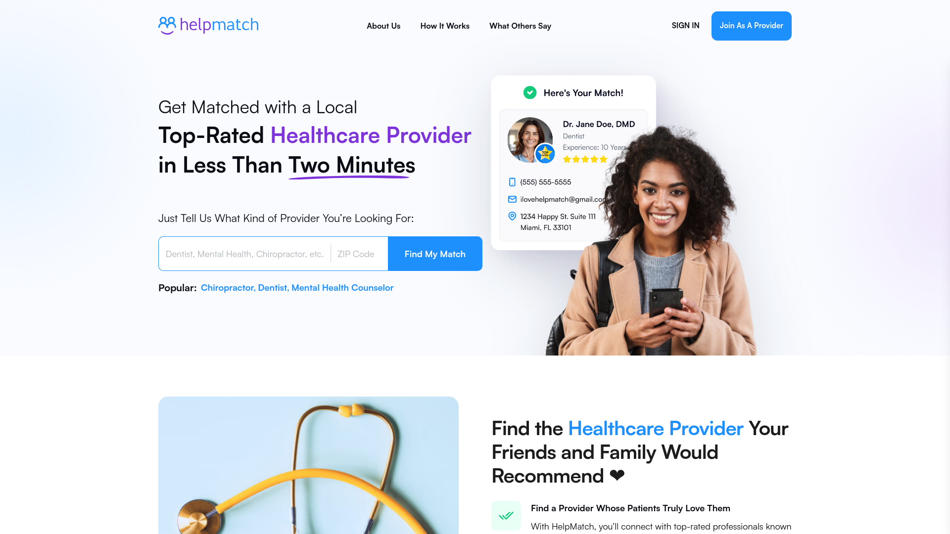 website screenshot of https://besthelpmatch.com