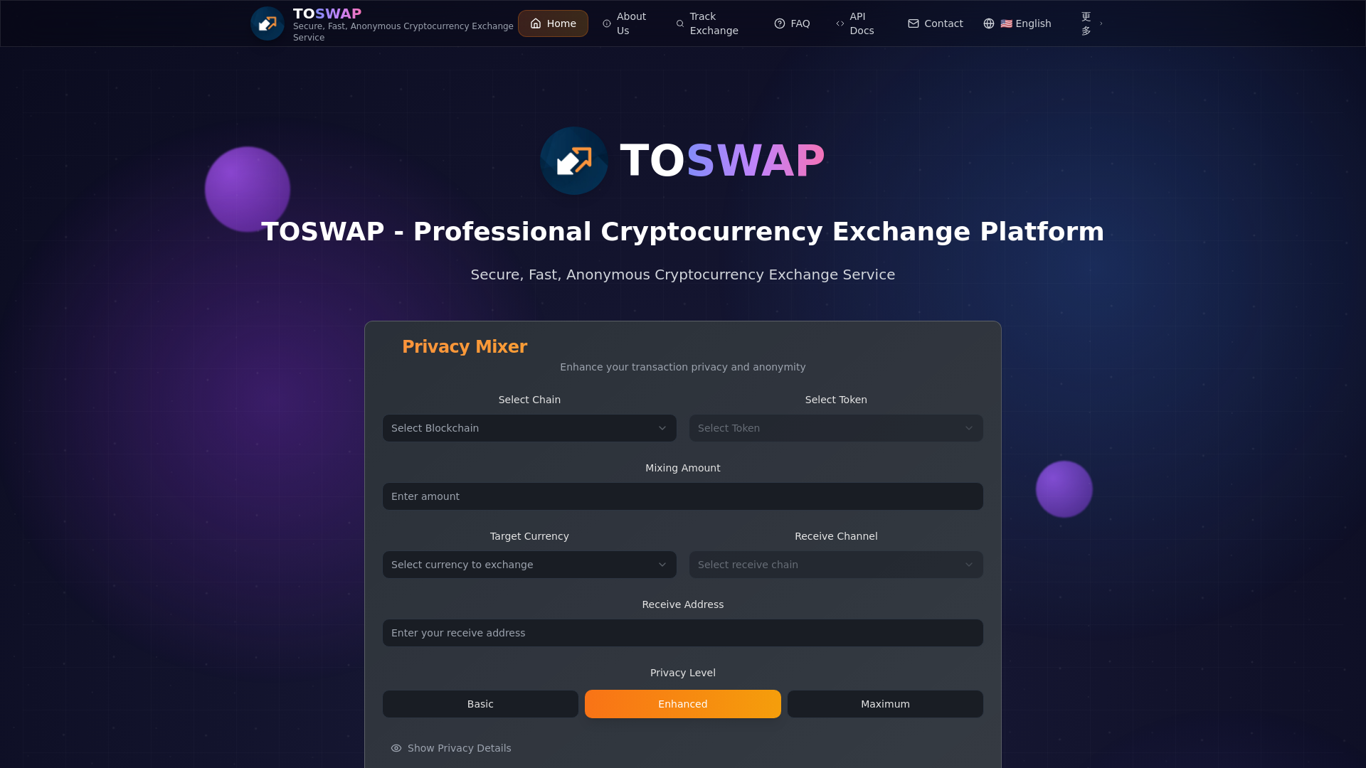 website screenshot of https://toswap.asia/