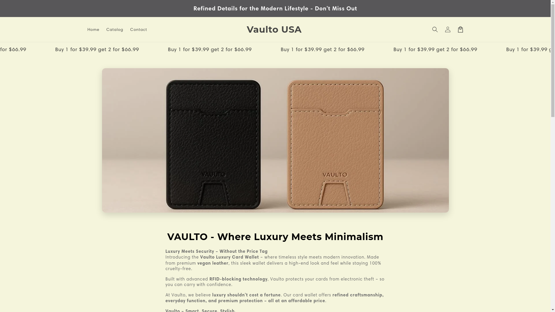 website screenshot of https://vaultousa.com/
