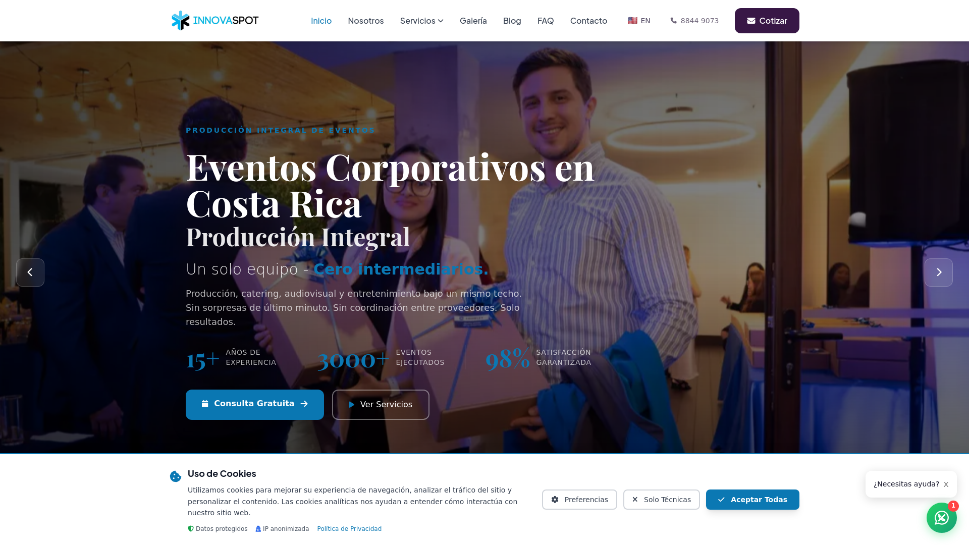 website screenshot of https://eventosinnovaspot.com