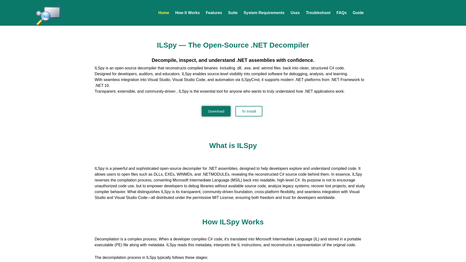 website screenshot of https://ilspy.org/