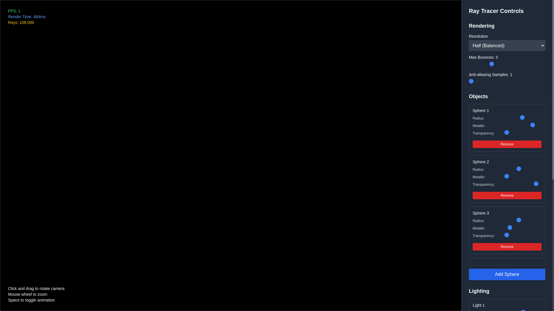 website screenshot of https://pure-js-raytracer.pages.dev/