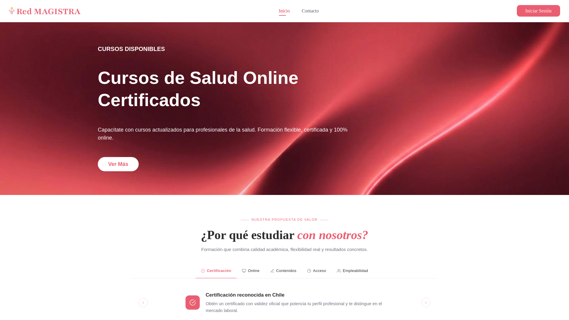website screenshot of https://redmagistra.cl