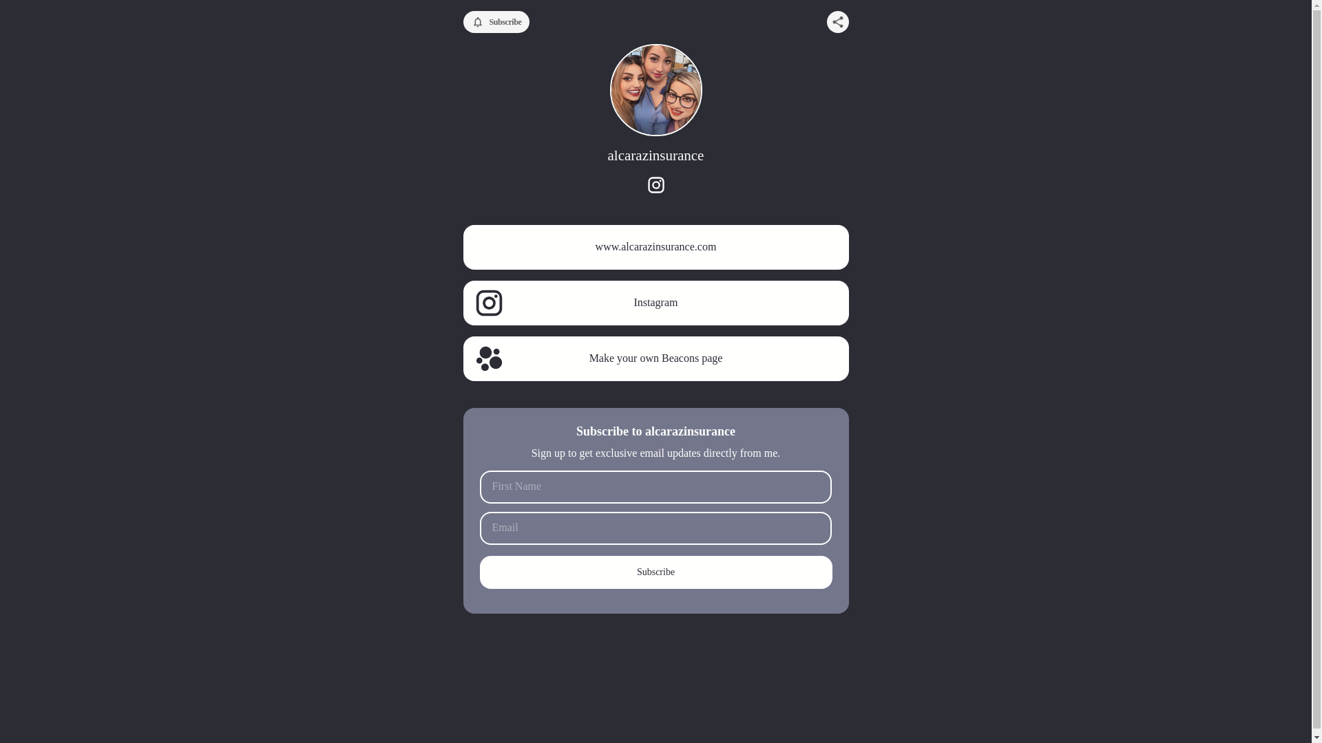 website screenshot of https://alcarazinsurance.info/