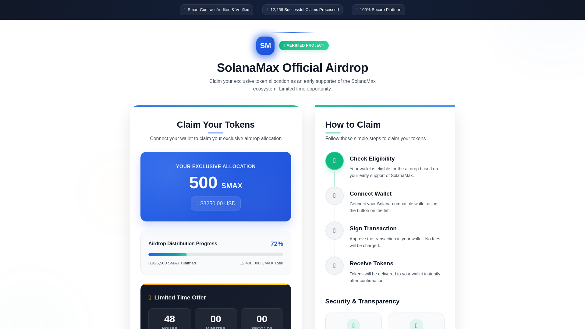 website screenshot of https://solanamax-airdrop.pages.dev