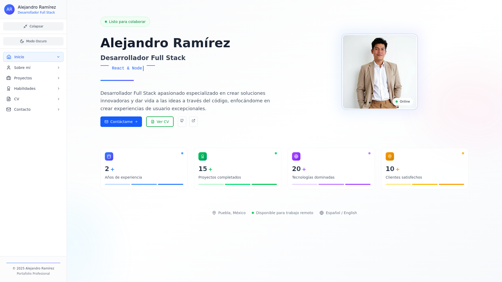 website screenshot of https://alejandro-ramirez.site/