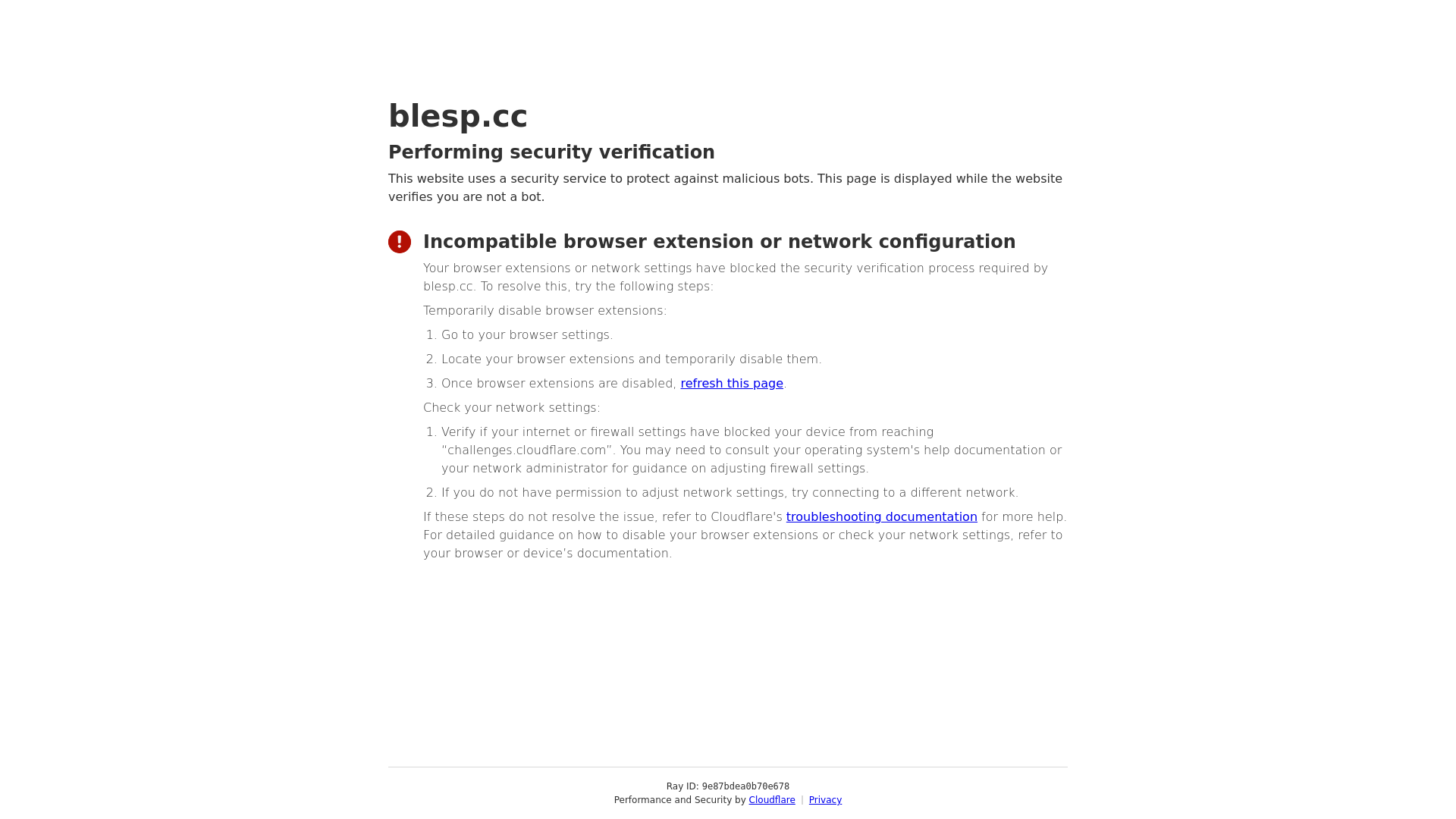 website screenshot of https://blesp.cc