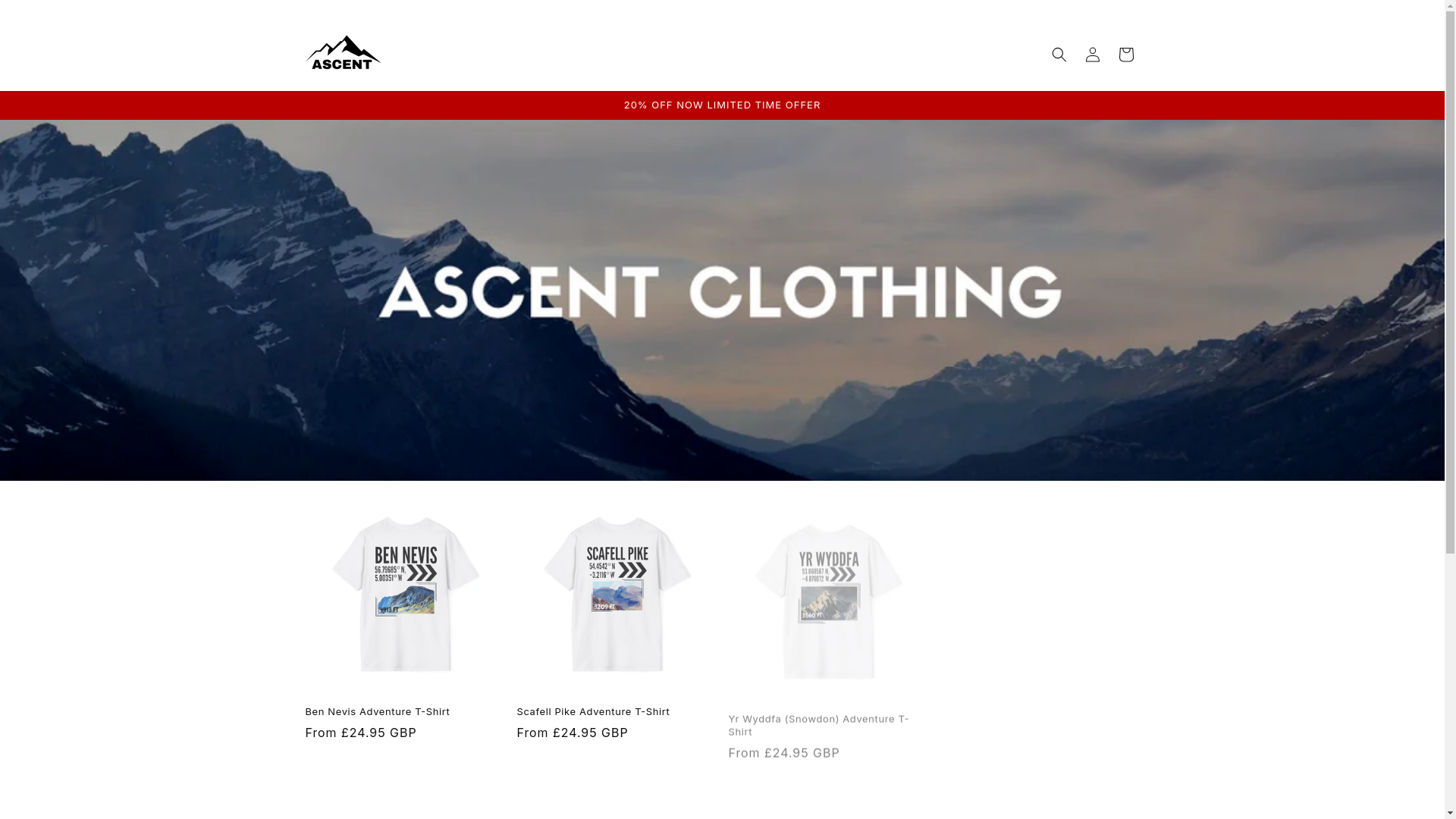 website screenshot of https://ascent-clothing.shop/