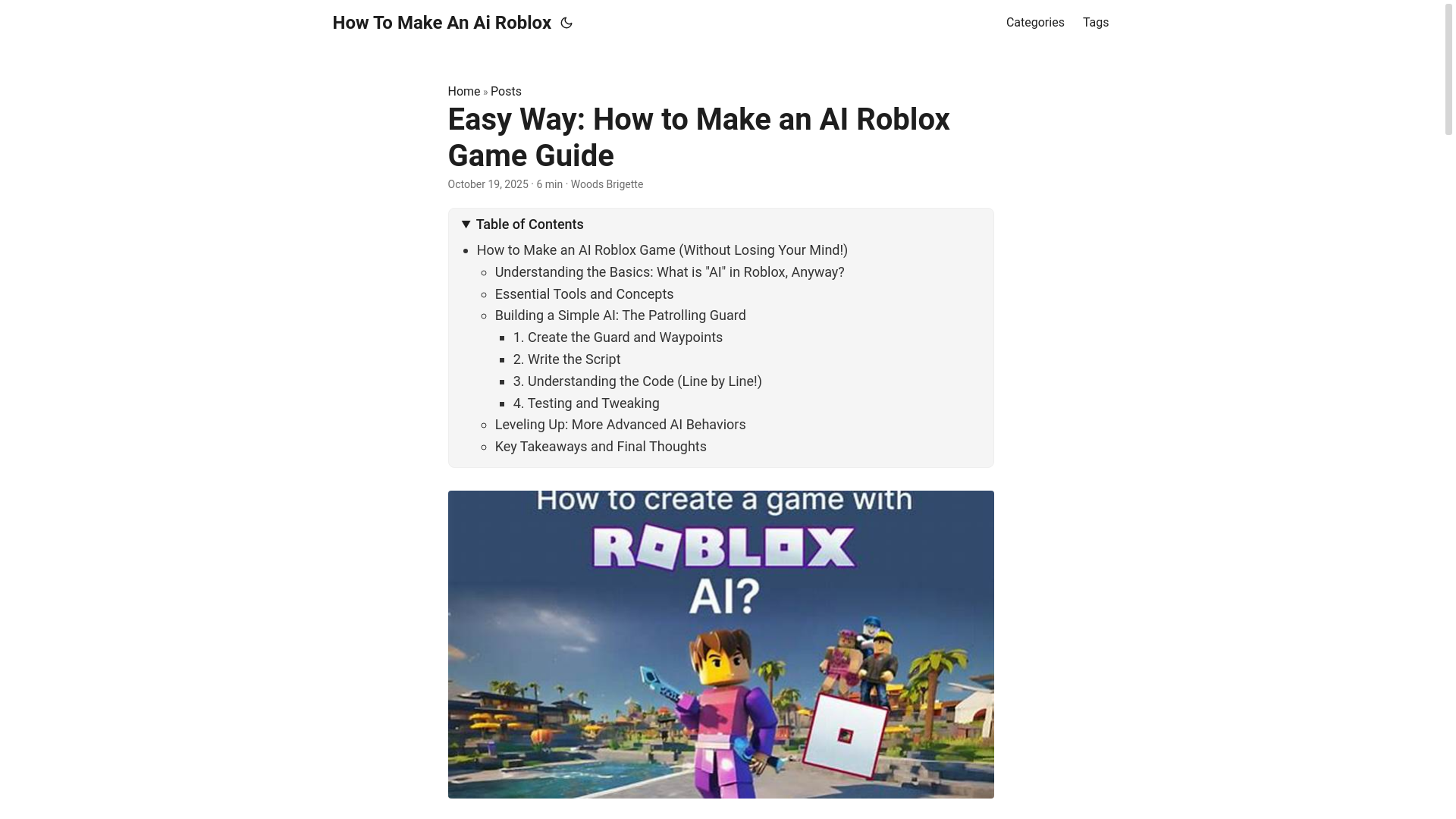 website screenshot of https://how-to-make-an-ai-roblox.pages.dev/