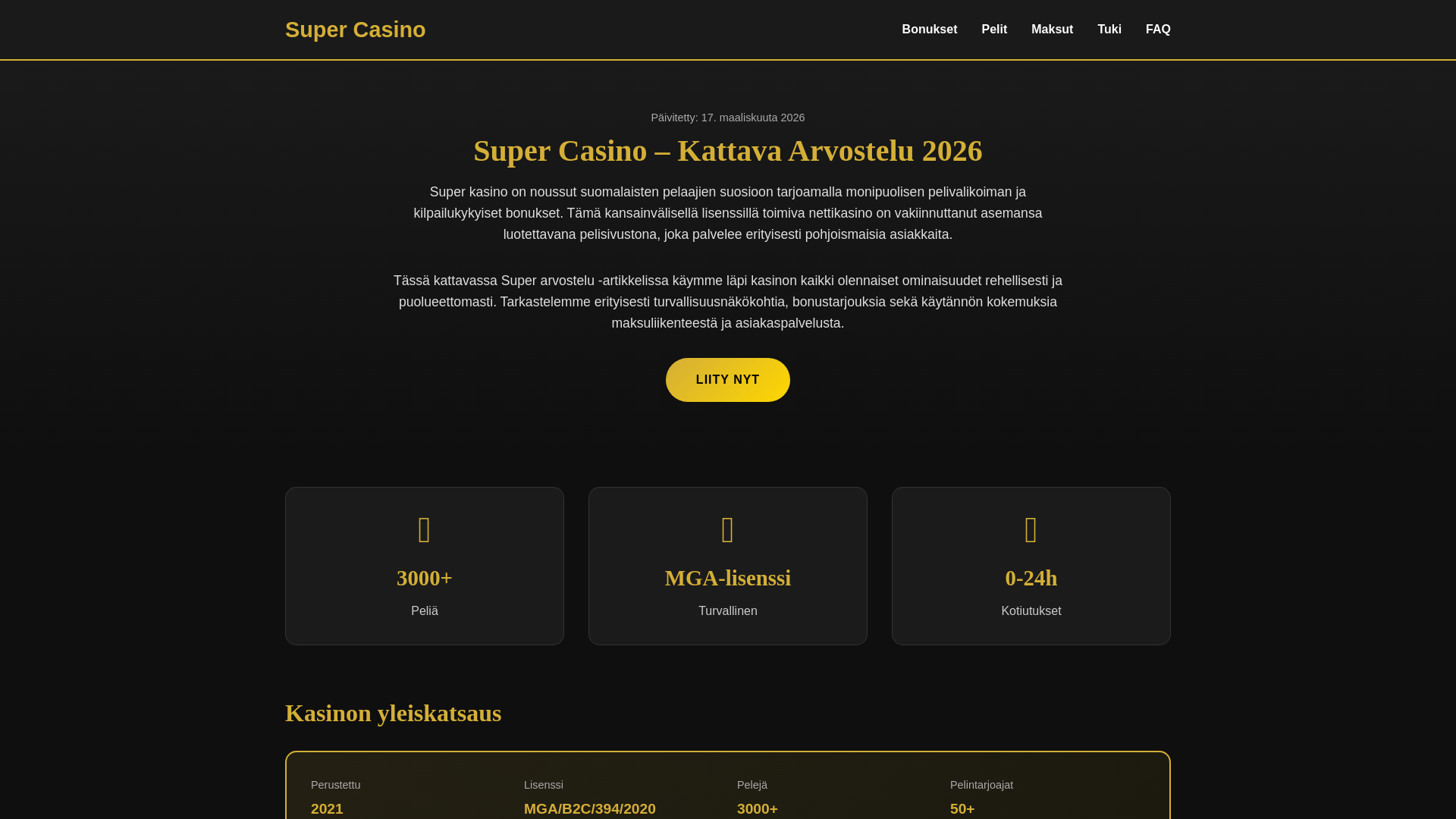 website screenshot of https://super-casino.fi/