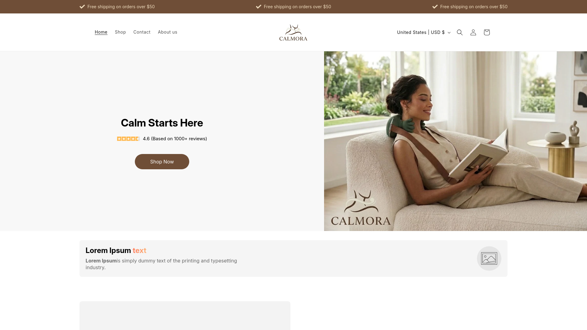 website screenshot of https://calmorarelax.shop/