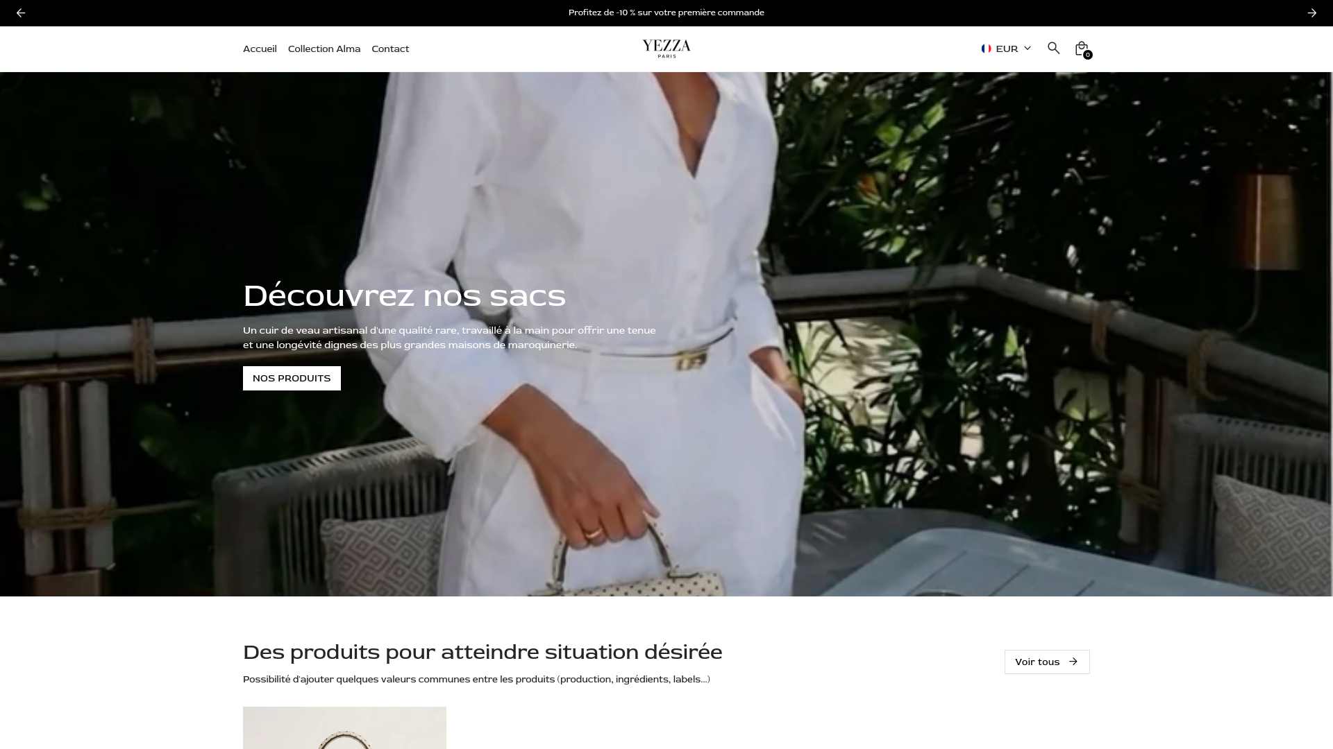 website screenshot of https://yezzaparis.com/