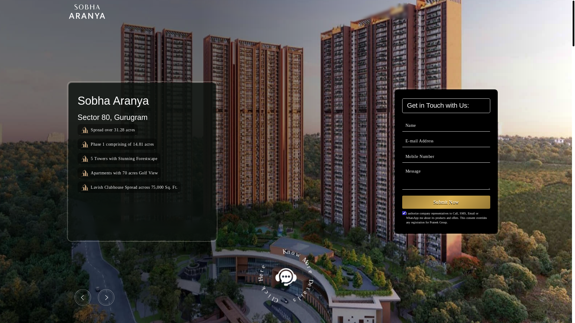 website screenshot of https://sobhaaranyagurugram.co.in/
