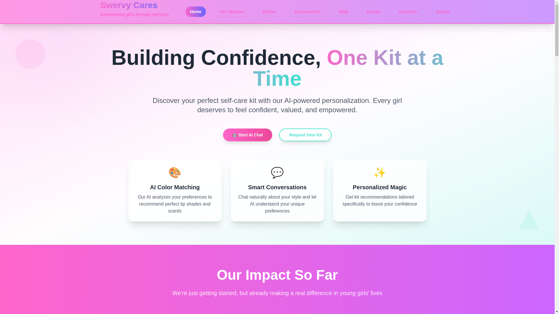 website screenshot of https://swervycares.com/