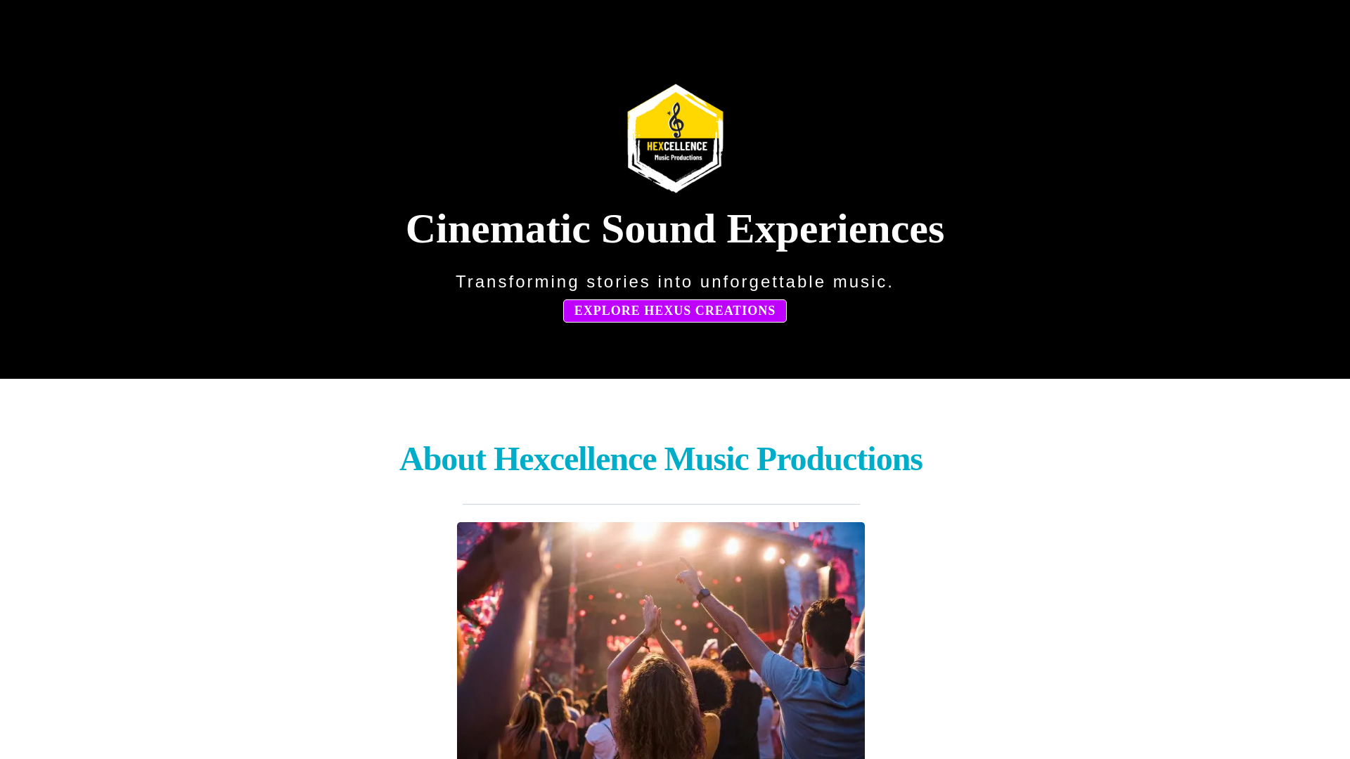 website screenshot of https://hexcellencemusic.com/