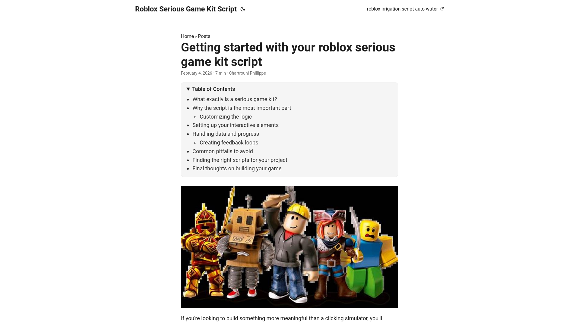 website screenshot of https://roblox-serious-game-kit-script.pages.dev/
