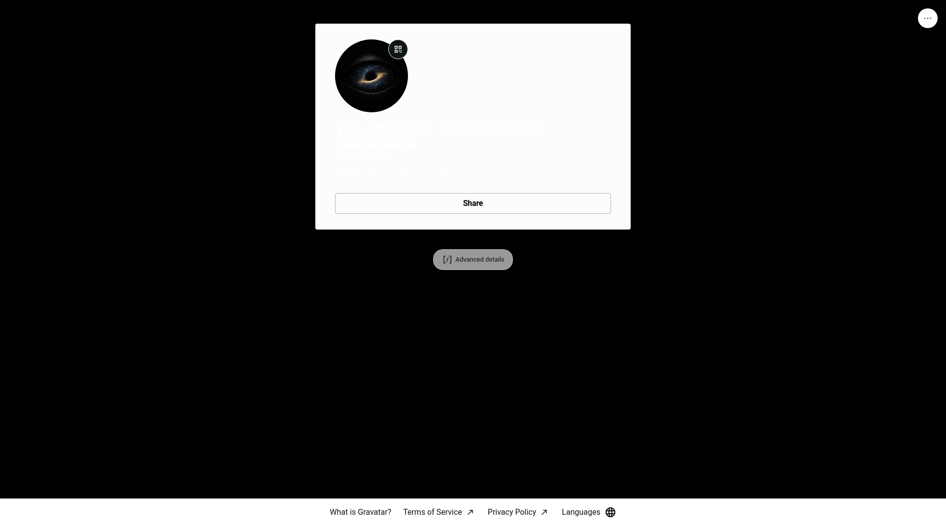 website screenshot of https://theobserverofmultiverses.info/