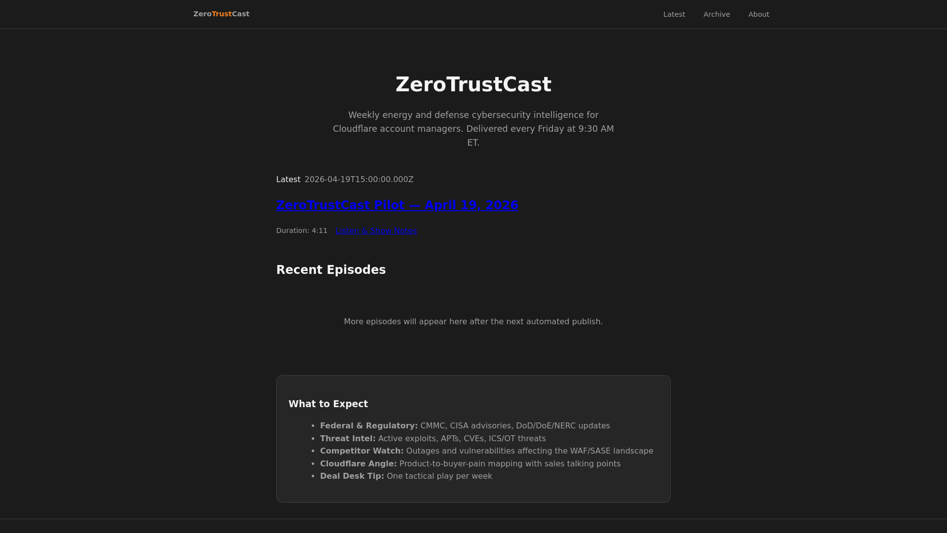 website screenshot of https://zerotrustcast.pages.dev/