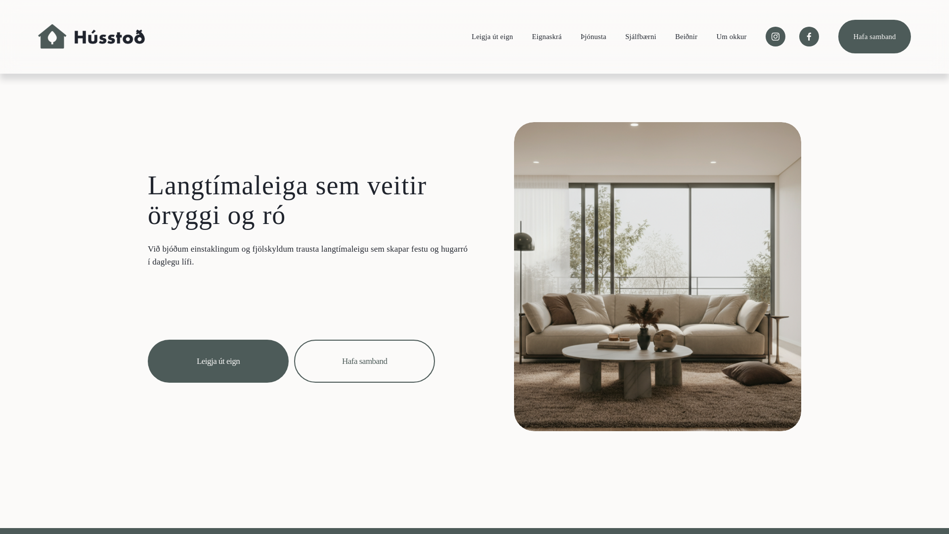 website screenshot of https://husstod.is