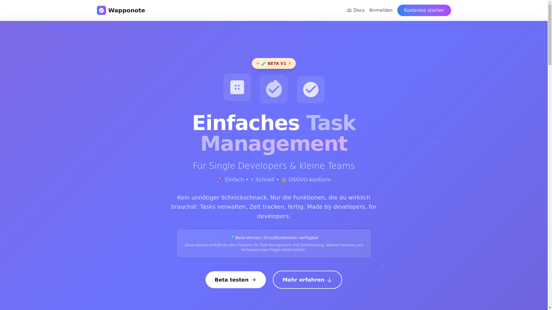 website screenshot of https://wapponote.at/