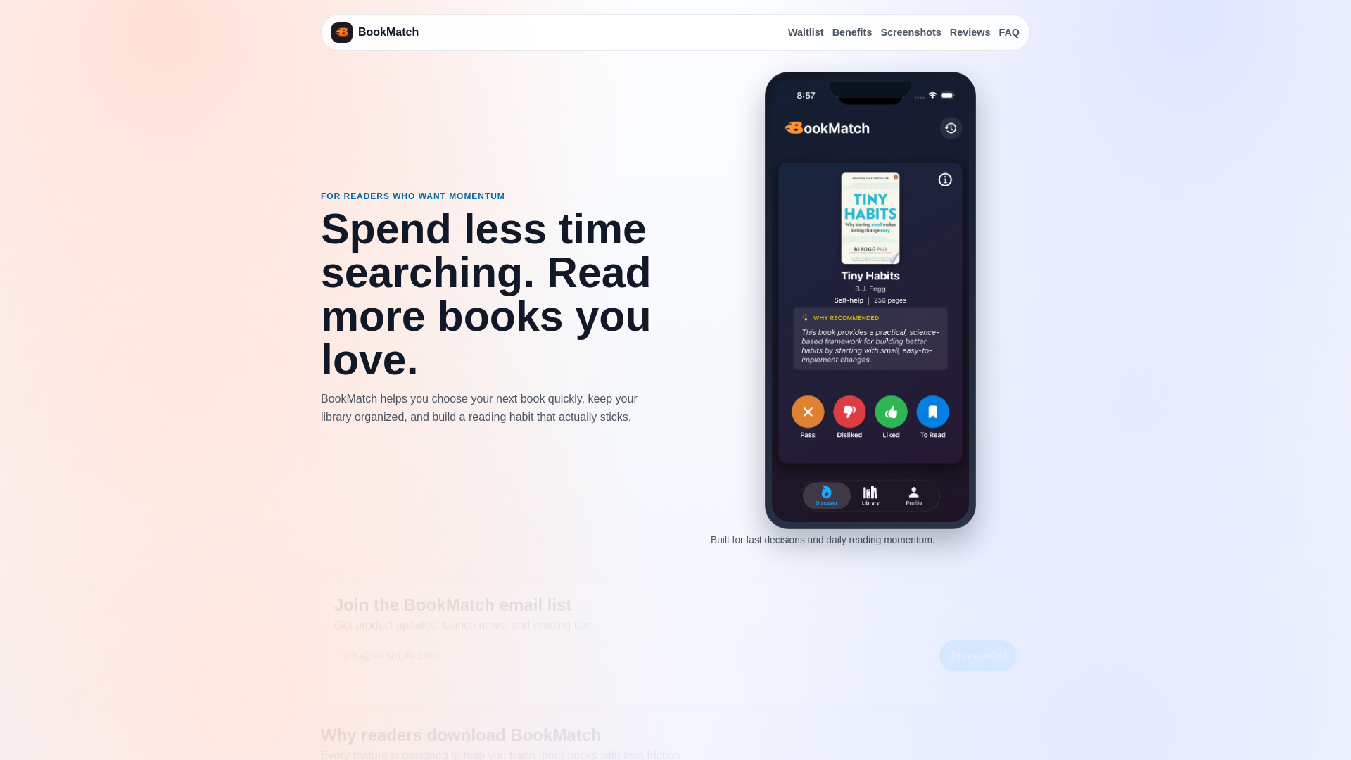 website screenshot of https://bookmatch-7xk.pages.dev/