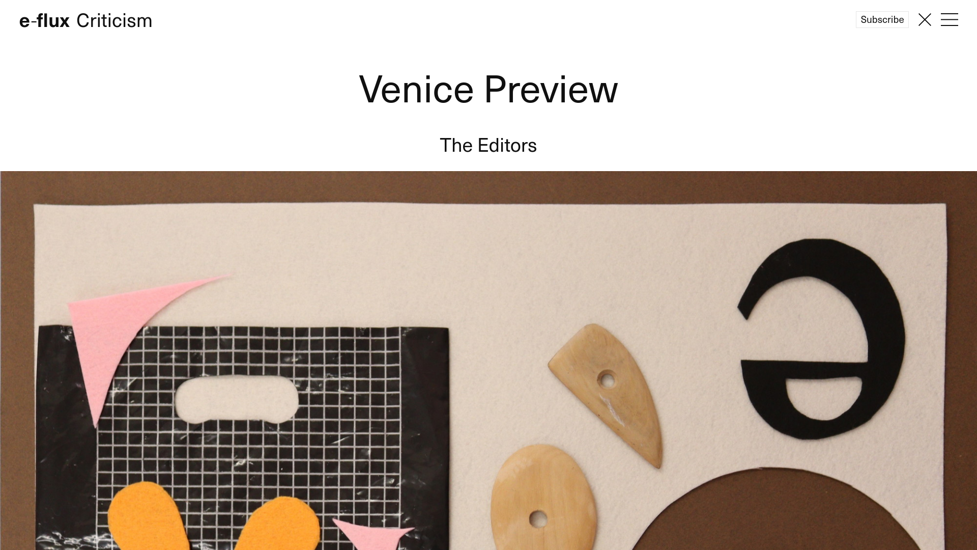 website screenshot of https://www.e-flux.com/criticism/6782420/venice-preview