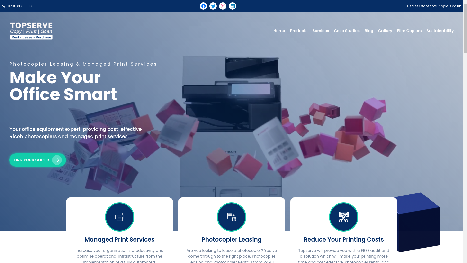 website screenshot of https://topserve-filmcopiers.co.uk/