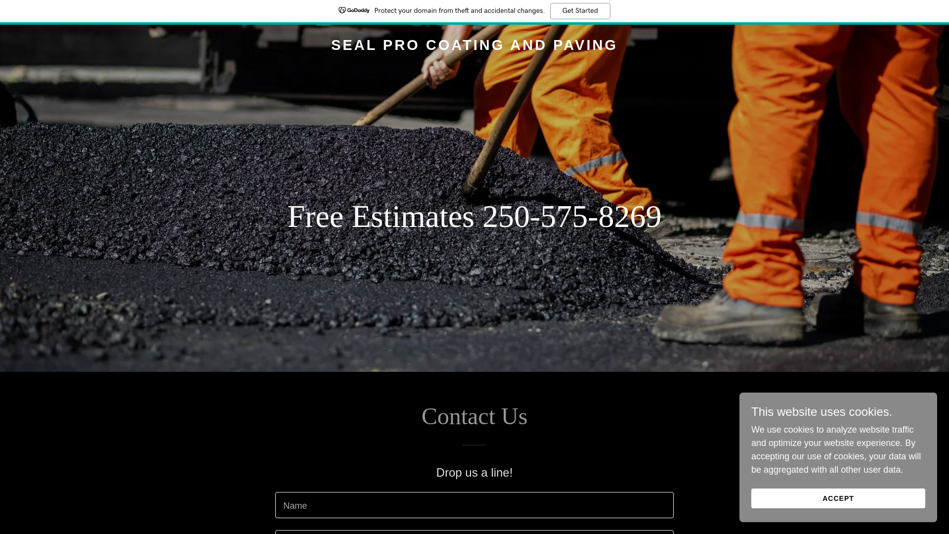 website screenshot of https://sealprocoatingandpaving.com/