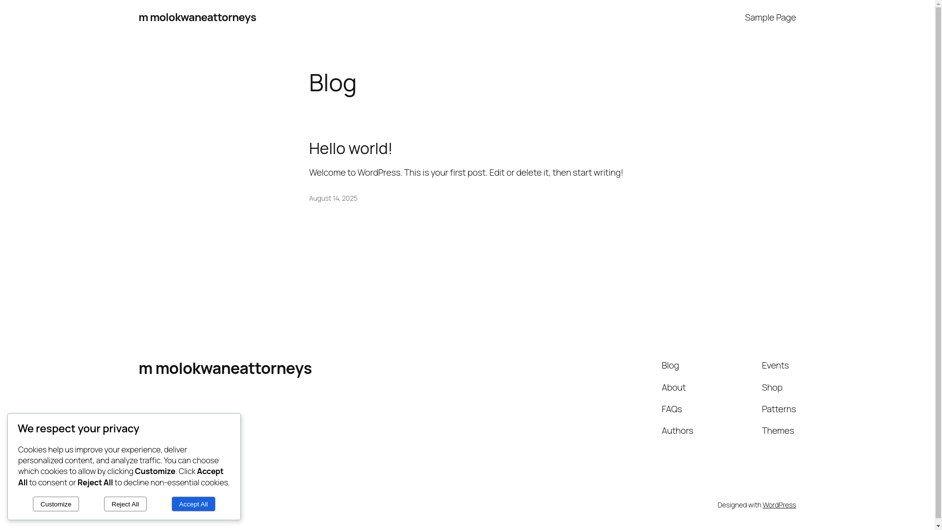 website screenshot of https://molokwaneattorneys.co.za/