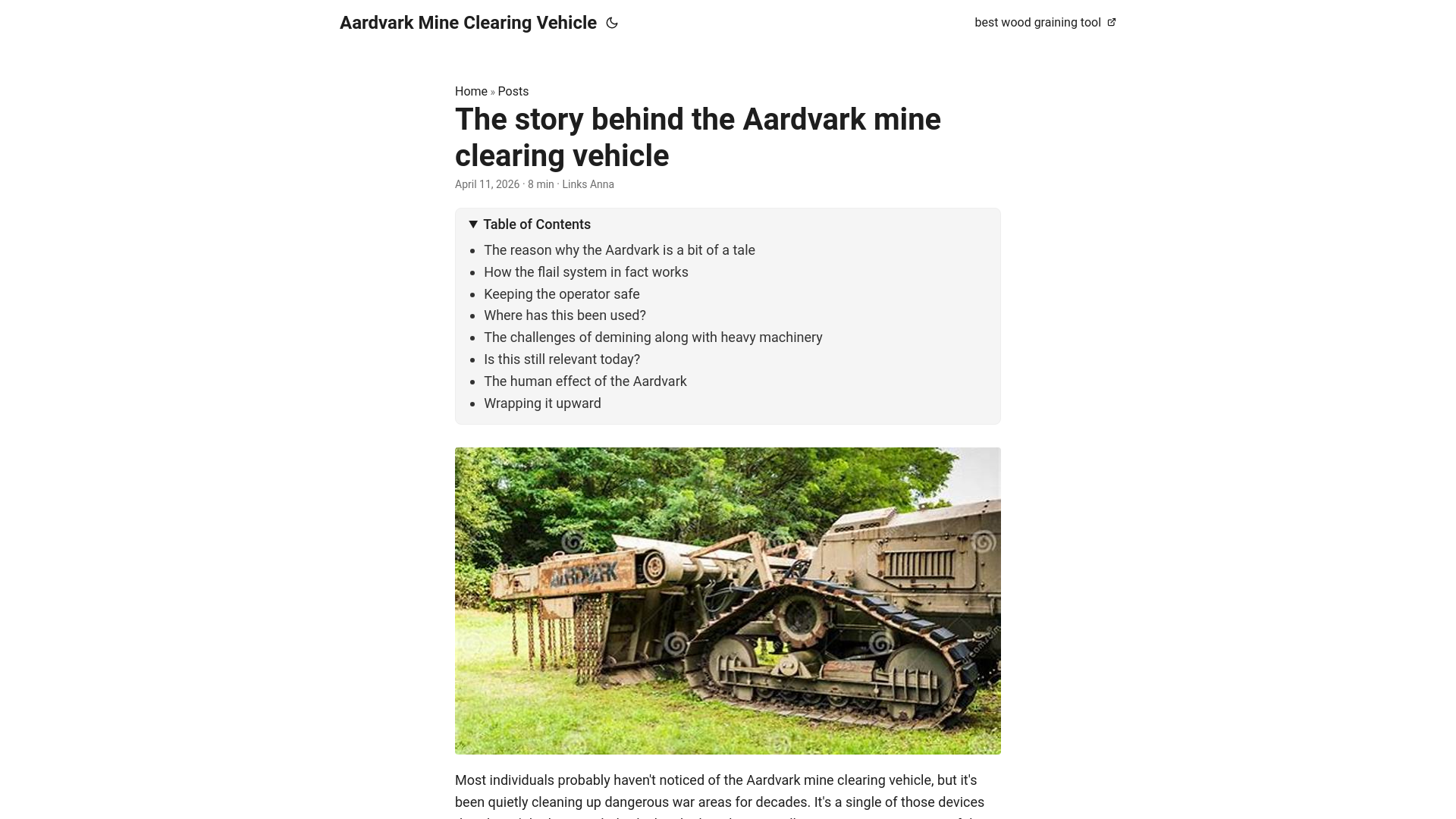 website screenshot of https://aardvark-mine-clearing-vehicle.pages.dev/