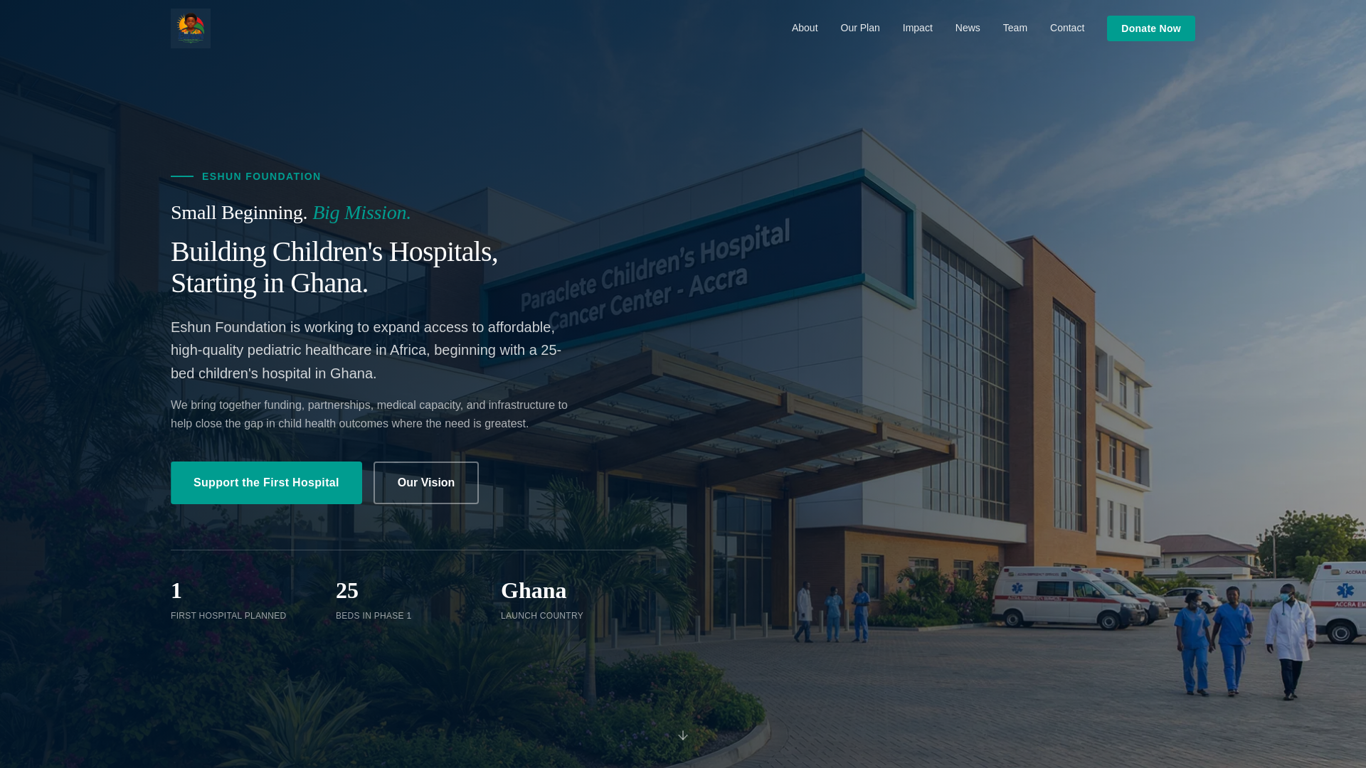 website screenshot of https://eshunfoundation.org