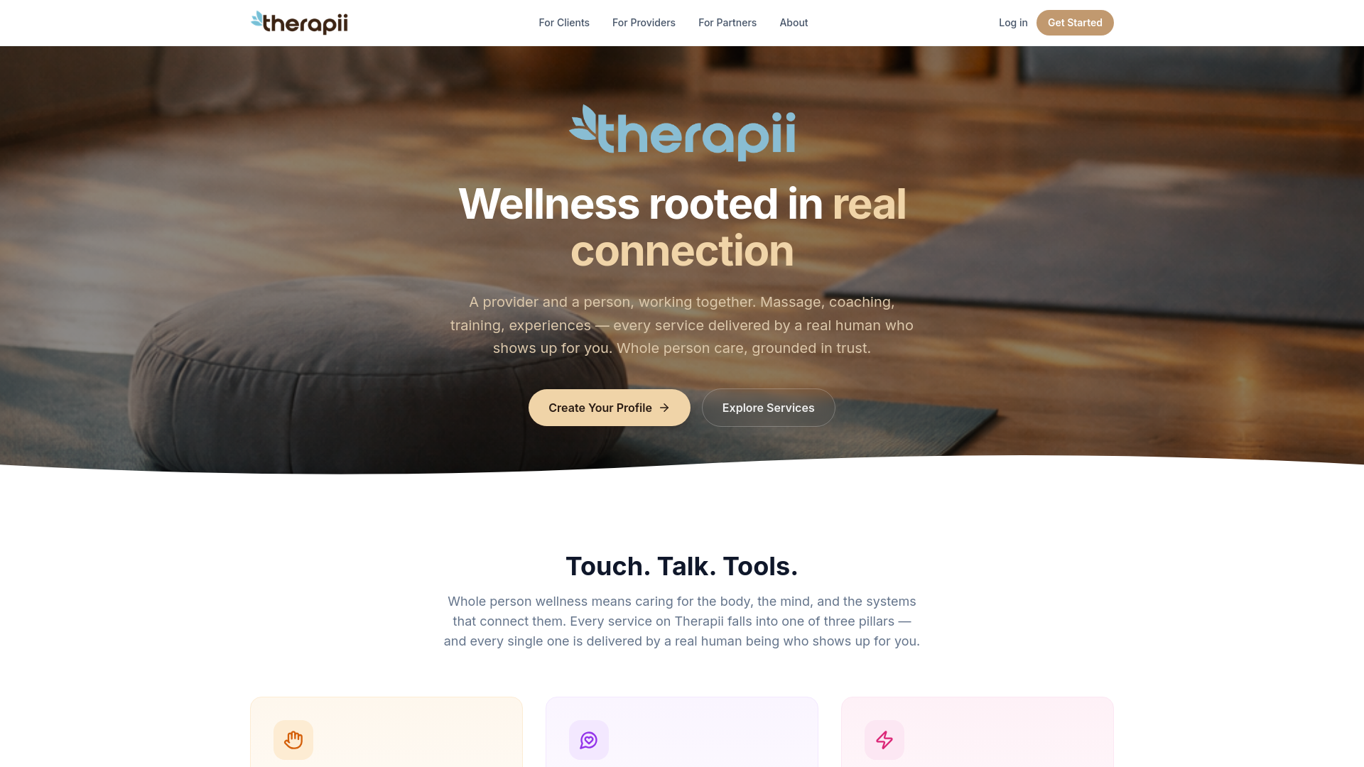 website screenshot of https://therapii.net/