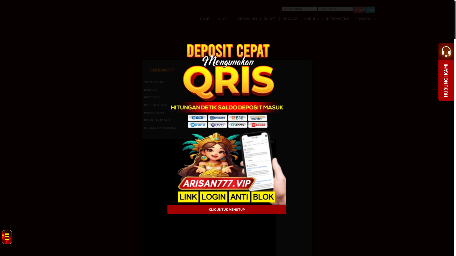 website screenshot of https://arisan777go.quest/