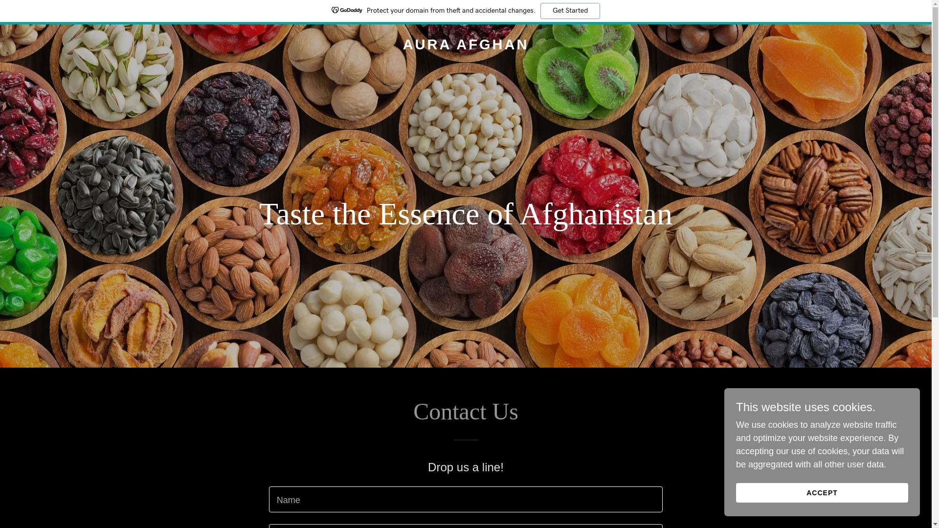 website screenshot of https://auraafghan.com/