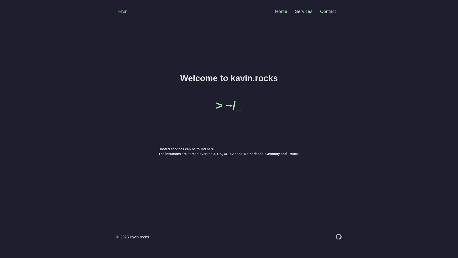 website screenshot of https://kavin.rocks