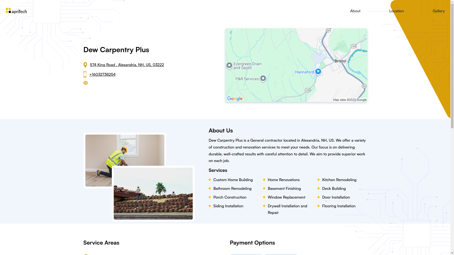 website screenshot of https://dewcarpentryplus.online/