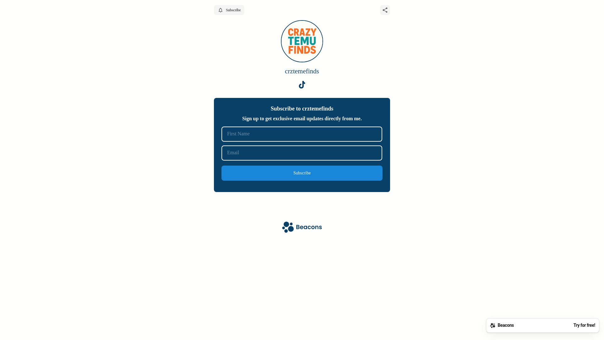 website screenshot of https://crazytemufinds.com/